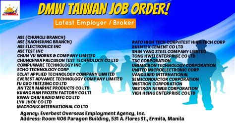 list of overseas employment agencies.